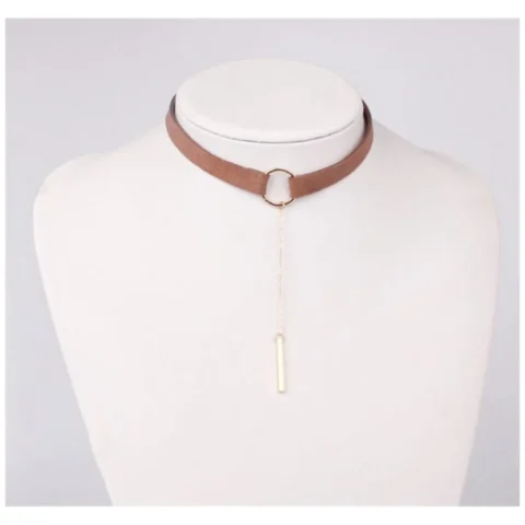NASZYJNIK CHOKER WPADAJĄCY BRĄZOWY