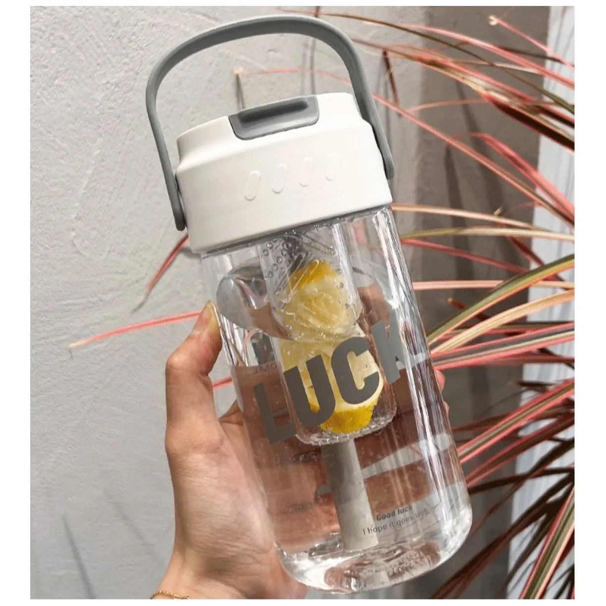 Butelka, bidon na wodę z koszyczkiem i słomką 800 ML Lucky BD36 - obrazek 3