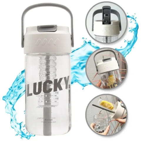 Butelka, bidon na wodę z koszyczkiem i słomką 800 ML Lucky BD36