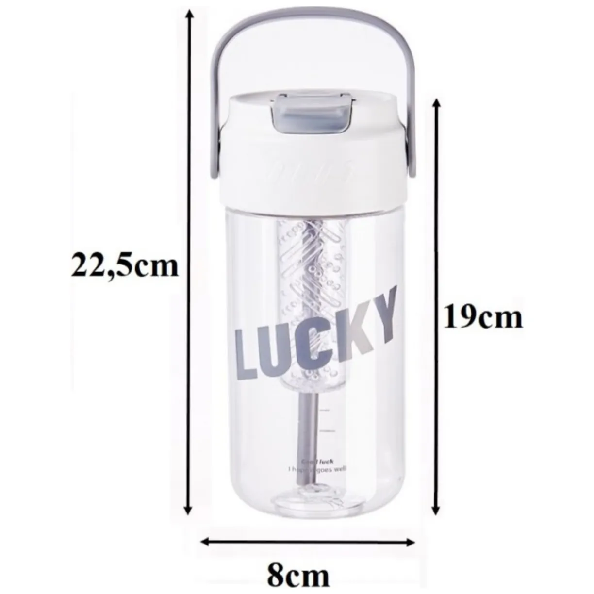 Butelka, bidon na wodę z koszyczkiem i słomką 800 ML Lucky BD36 - obrazek 9