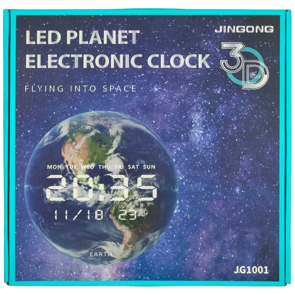 Zegar ścienny planeta Mars LED 32 cm pomarańczowy z wyświetlaczem - obrazek 8