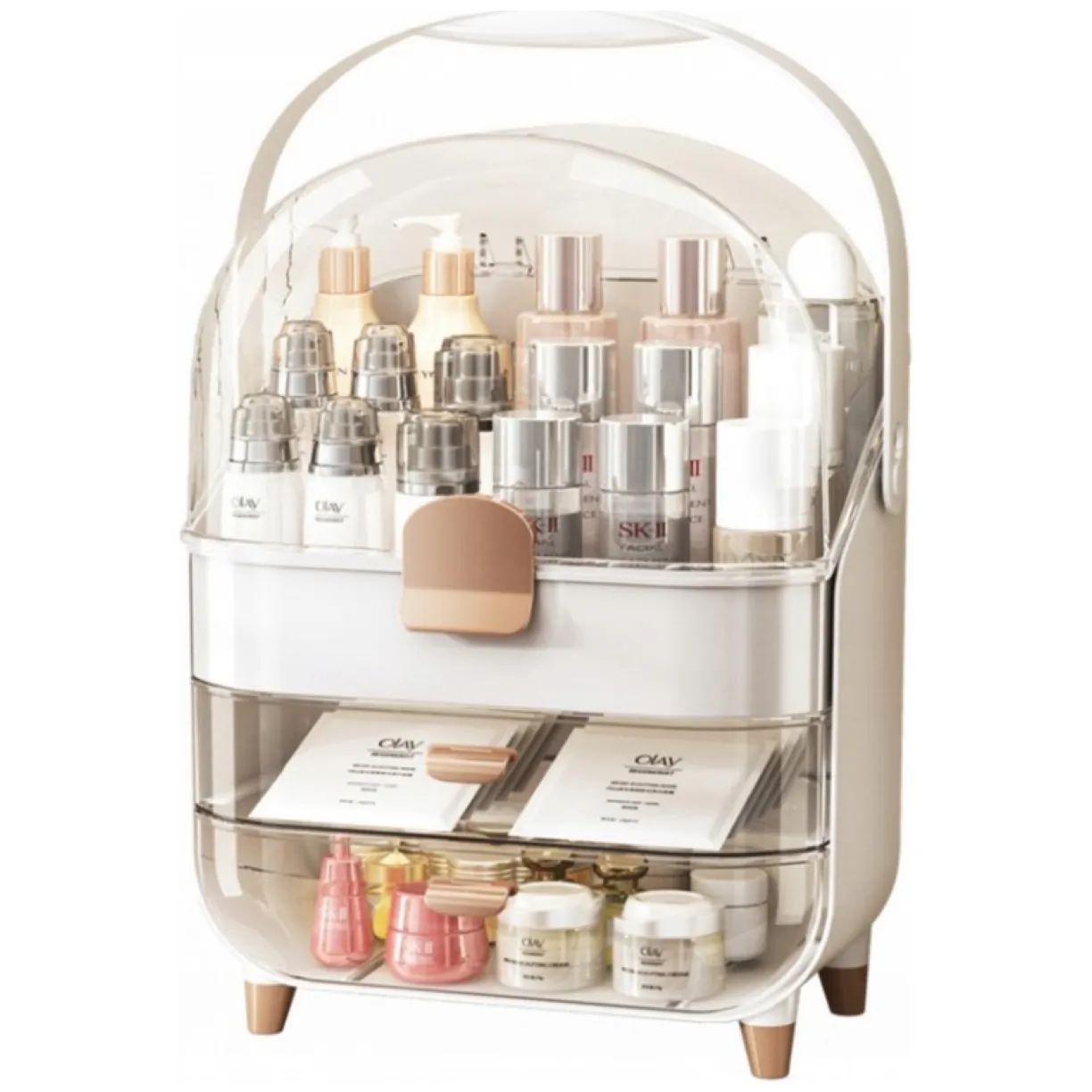 Organizer szkatułka na kosmetyki, biżuterię, biały 38 x 27 x 18 cm CB73 - obrazek 2