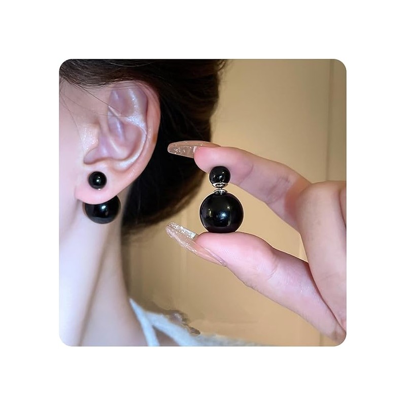 KOLCZYKI KULE TRIBALL PODWÓJNE SZTYFT BŁYSK CZARNE K69CZ - obrazek 2