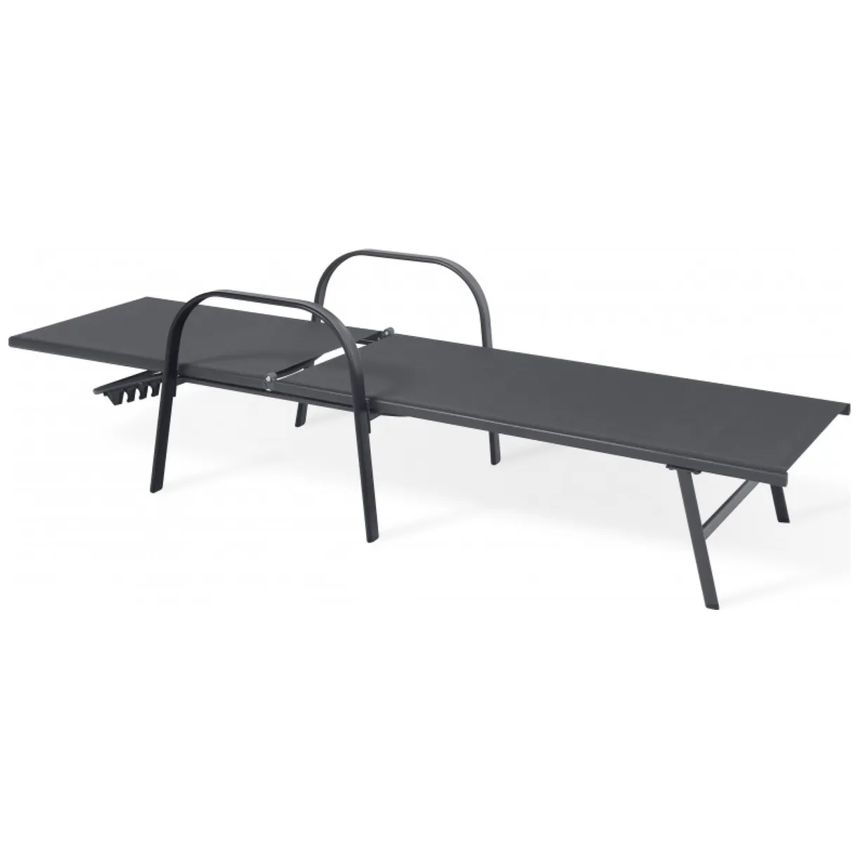 Leżak ogrodowy, regulowane oparcie, podłokietnik, wodoodporny materiał LE05GRAF - obrazek 5
