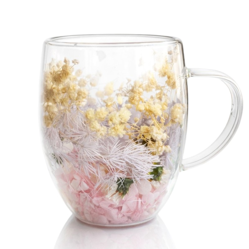 Szklanka termiczna z kwiatami w środku, gipsówka hortensje kolorowe 300 ml 1szt SZK207 - obrazek 3