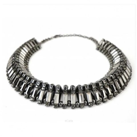 Kolia cristallo, naszyjnik grafit, kryształy 3D N412GRAF