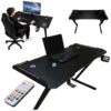 Biurko gamingowe LED podświetlenie RGB uchwyty komputerowe dla gracza 120x60cm
