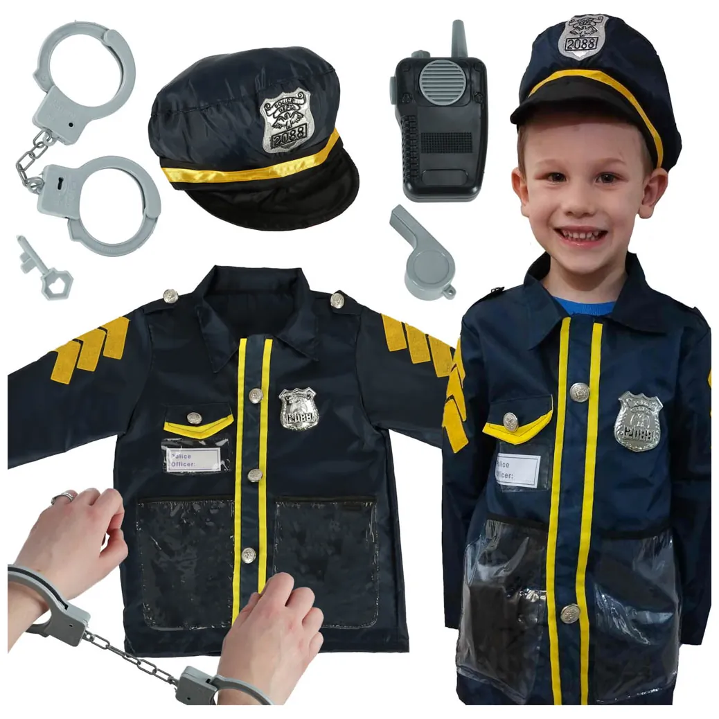 Kostium strój karnawałowy przebranie policjant kajdanki czapka zestaw 3-8 lat - obrazek 7