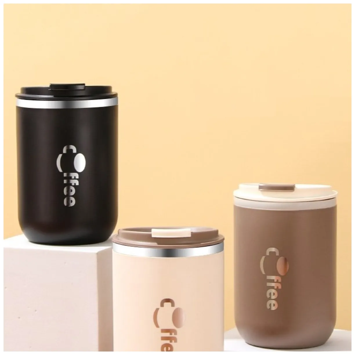 DUŻY POJEMNY KUBEK TERMICZNY ze słomką 500 ml TERMOS zamykany COFFE CUP07WZ3 - obrazek 7