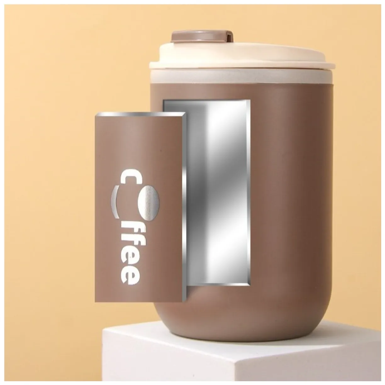 DUŻY POJEMNY KUBEK TERMICZNY ze słomką 500 ml TERMOS zamykany COFFE CUP07WZ3 - obrazek 9