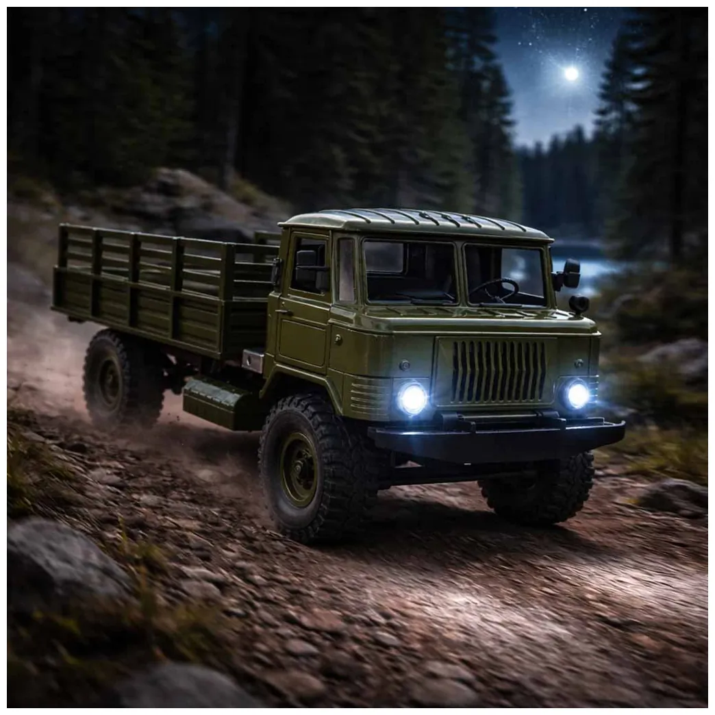 Zdalnie sterowana ciężarówka wojskowa off-road 4WD z światłami LED - obrazek 14
