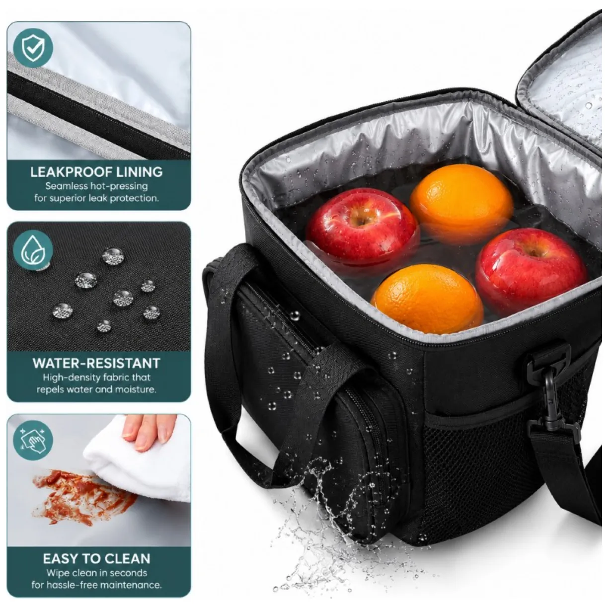 Torba termiczna do przenoszenia żywności LUNCH BOX 15l + 2 wkłady chłodzące KP06CZ - obrazek 4