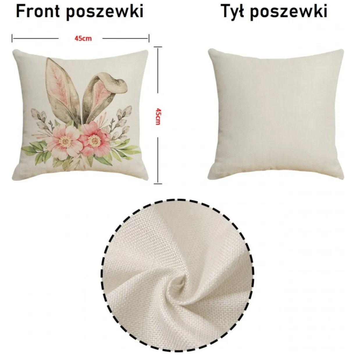 Poszewka na poduszkę 45 x 45 cm motyw wiosenny BOHO - obrazek 4