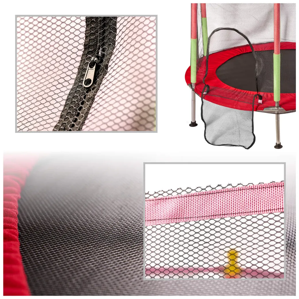 Trampolina do domu ogrodu dla dzieci siatka piłki 140cm 55inch czerwona - obrazek 4