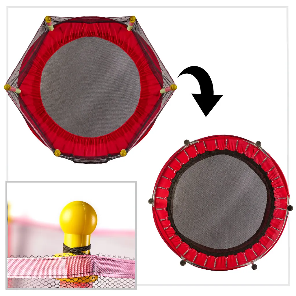 Trampolina do domu ogrodu dla dzieci siatka piłki 140cm 55inch czerwona - obrazek 5