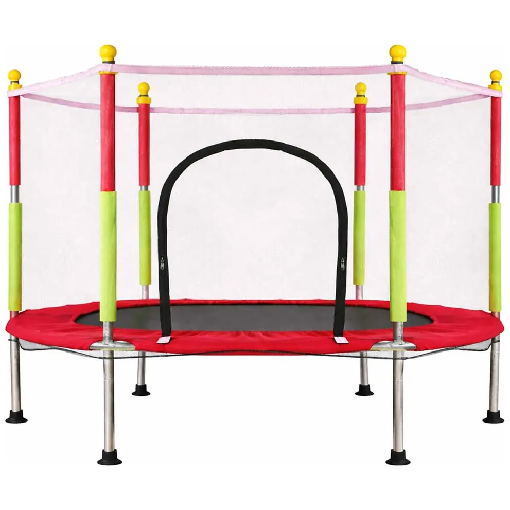 Trampolina do domu ogrodu dla dzieci siatka piłki 140cm 55inch czerwona