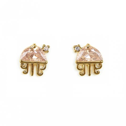 Kolczyki w kolorze złotym z kryształkiem sztyft róż MEDUZA K1549WZ3