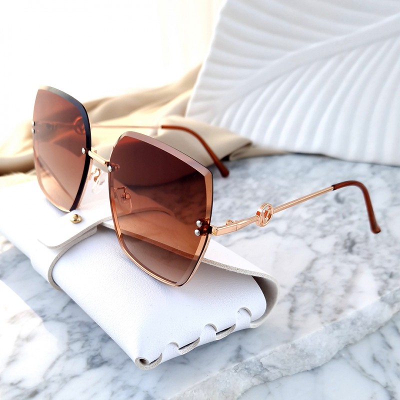 Okulary przeciwsłoneczne LIGHT BROWN simple zdobienie v OK391 - obrazek 2