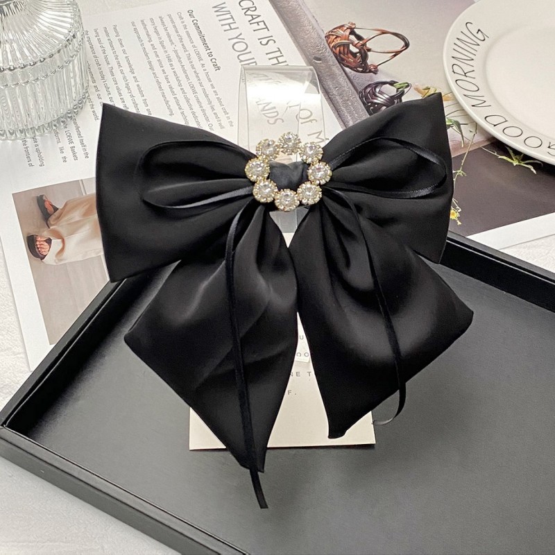 Spinka klamra do włosów Czarna Kokarda z diamencikami XL SP441CZ - obrazek 2