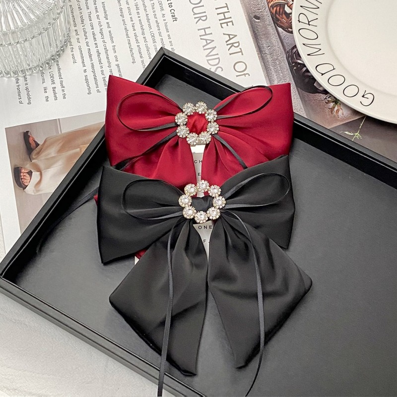 Spinka klamra do włosów Czarna Kokarda z diamencikami XL SP441CZ - obrazek 4