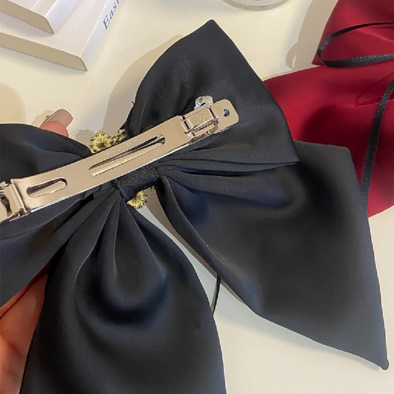 Spinka klamra do włosów Czarna Kokarda z diamencikami XL SP441CZ - obrazek 5