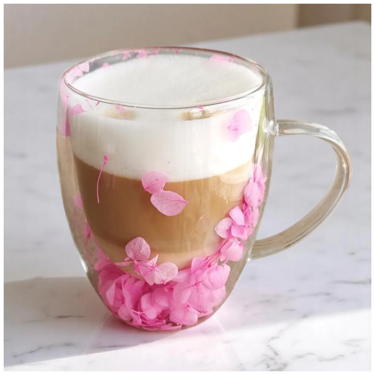 Szklanka termiczna z hortensją w środku róż 300 ml 1szt SZK77 - obrazek 2