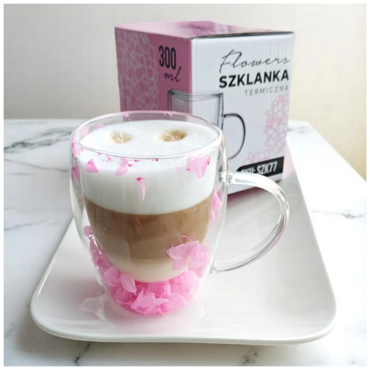 Szklanka termiczna z hortensją w środku róż 300 ml 1szt SZK77 - obrazek 4