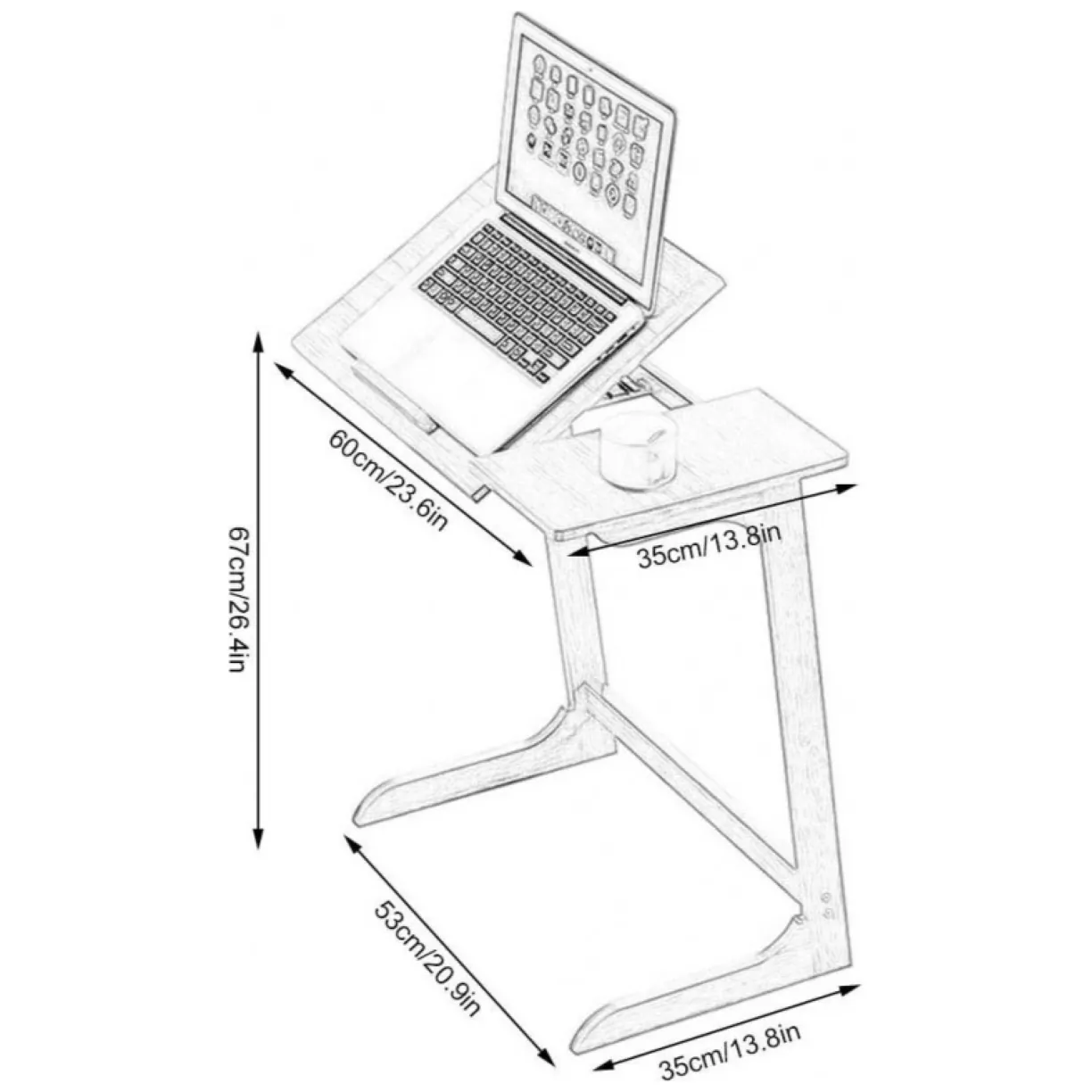Wielofunkcyjne biurko stolik pod laptop tablet, składane 60 x 35 cm STL21 - obrazek 10
