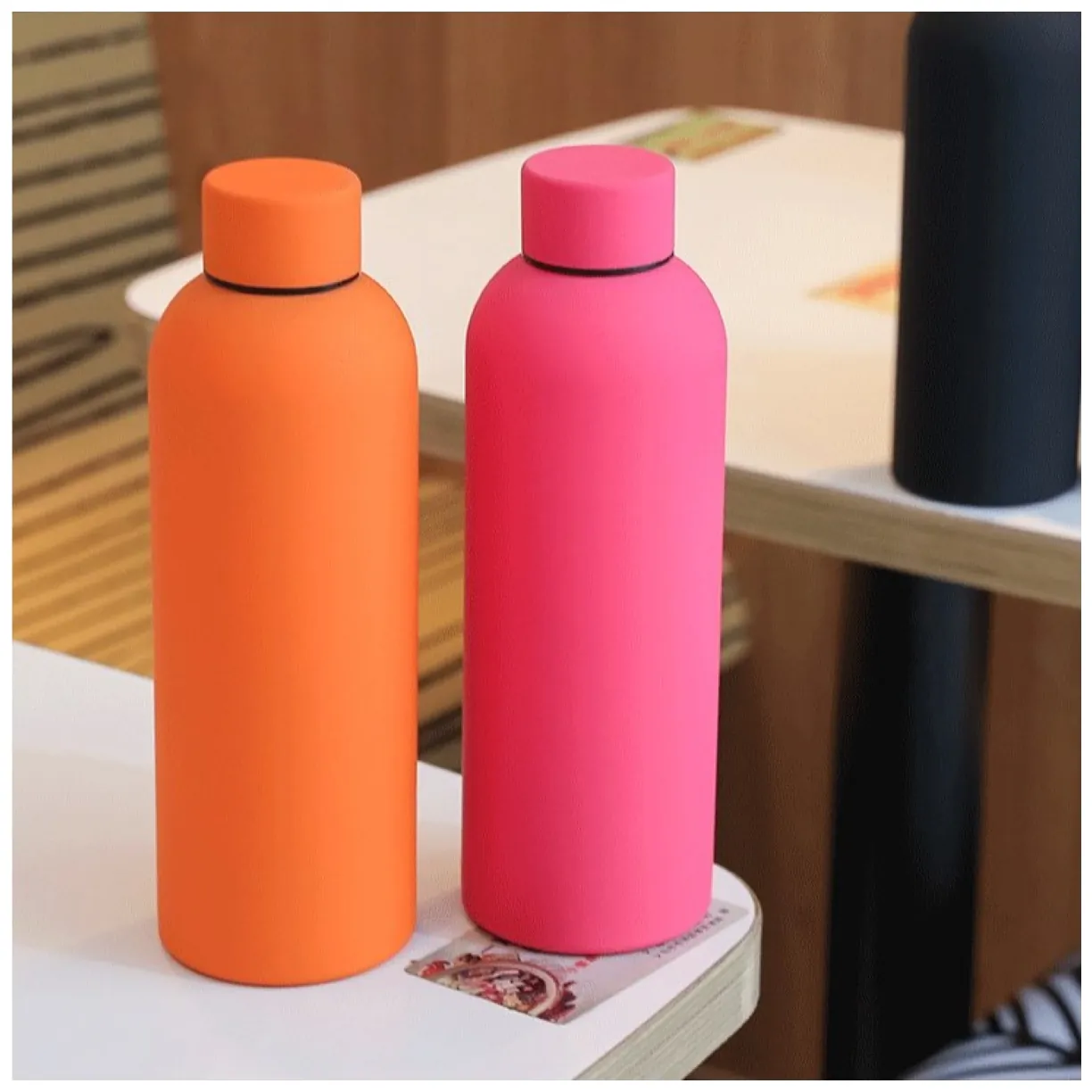 Bidon, butelka termiczna 500ML, stal nierdzewna z powłoką SOFT TOUCH fuksja BD46F - obrazek 5