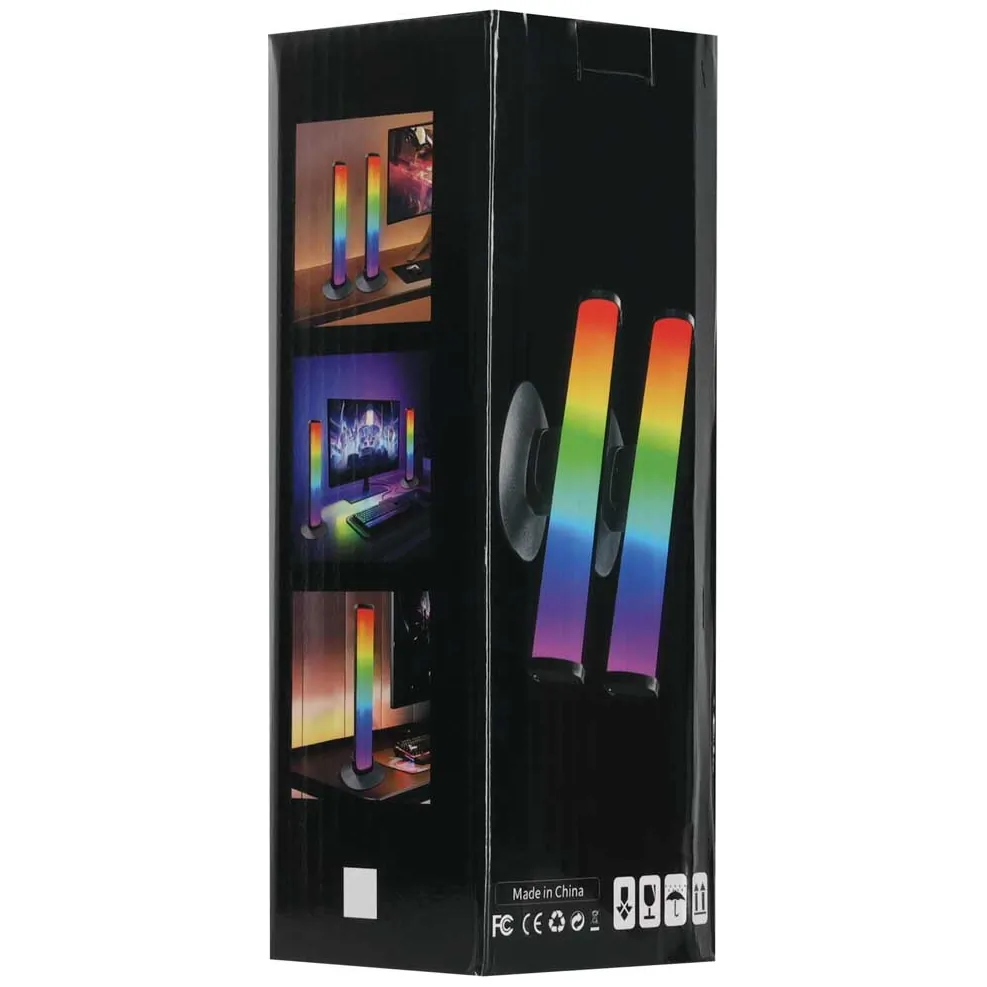 Czarne lampki gamingowe LED RGB na biurko zestaw 2 sztuk z pilotem i uchwytem - obrazek 13