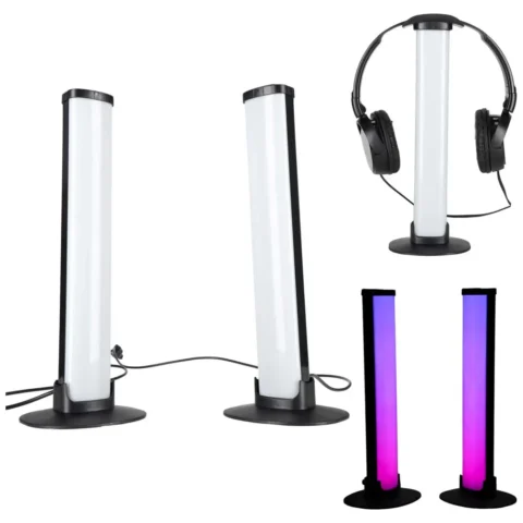 Lampka na biurko LED gamingowa RGB kolumny słupki na pilot zestaw 2 sztuki