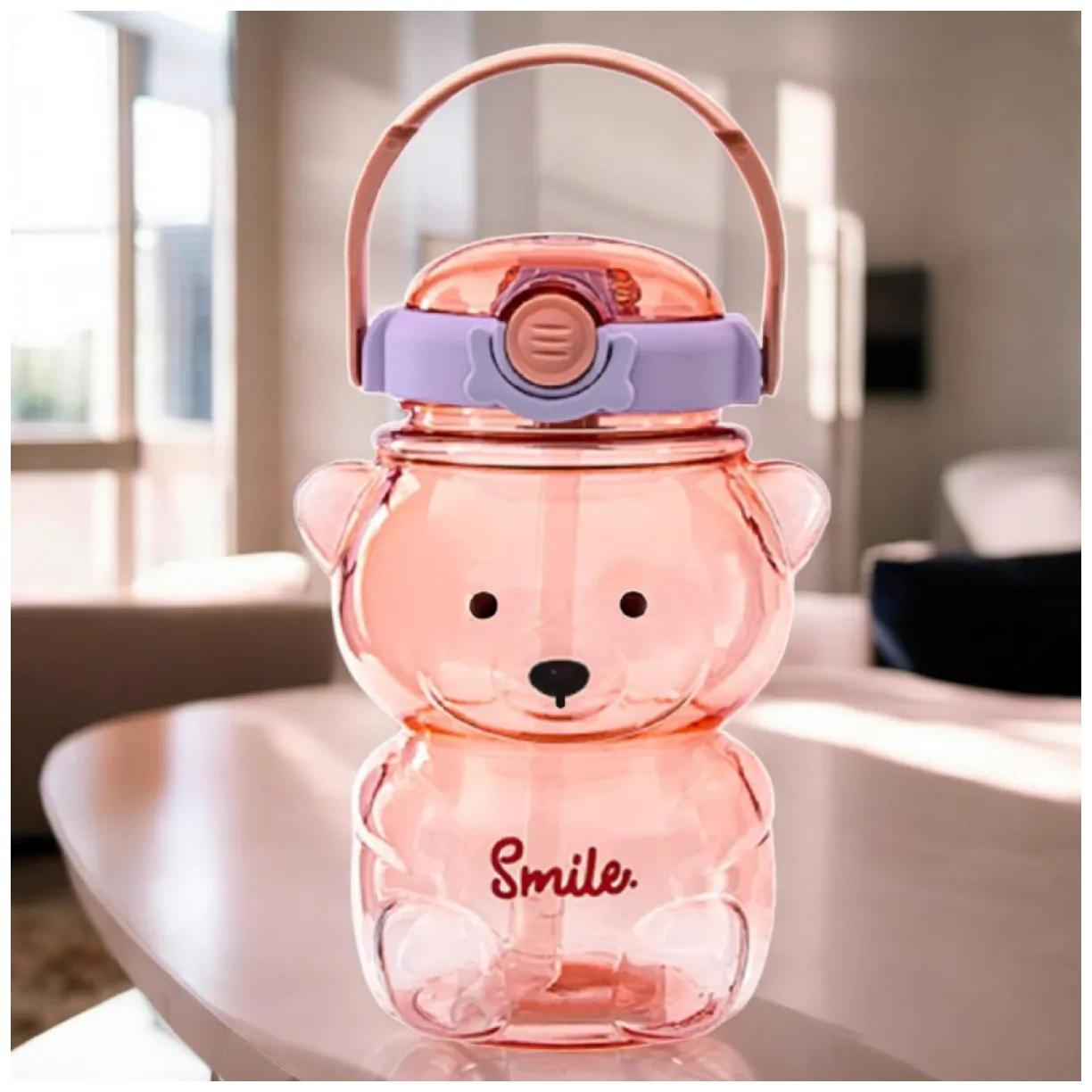Butelka na wodę z uchwytem SWEET BEAR VIOLET 1000 ML - obrazek 3