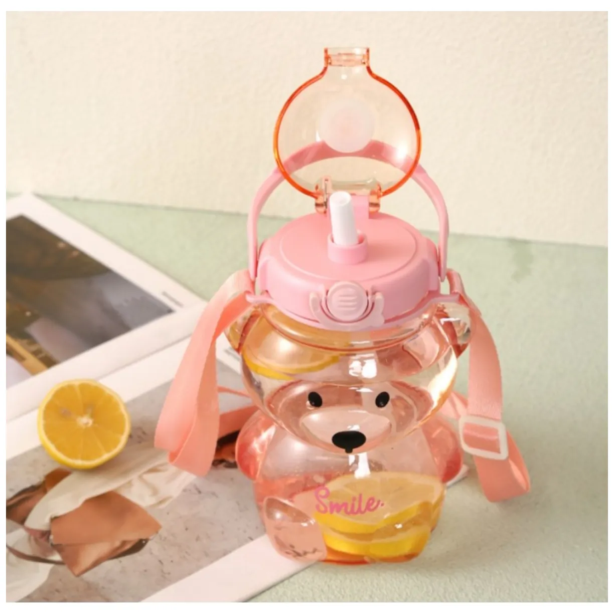 Butelka na wodę z uchwytem SWEET BEAR VIOLET 1000 ML - obrazek 5