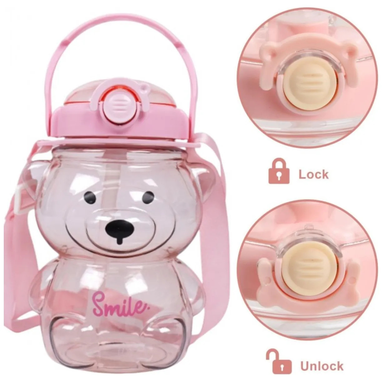 Butelka na wodę z uchwytem SWEET BEAR VIOLET 1000 ML - obrazek 6