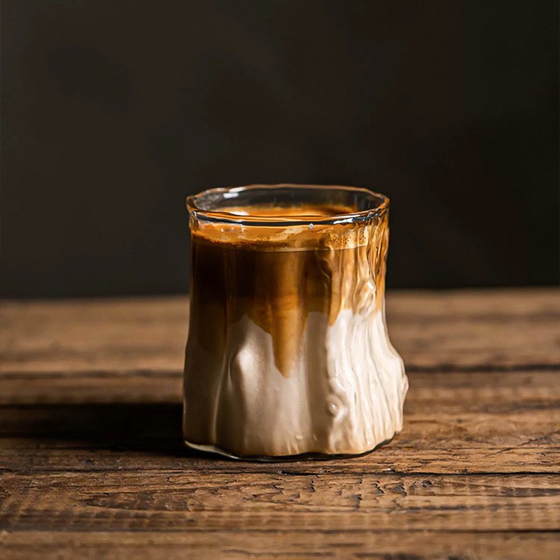 Szklanka 300ml Falowana, wzór drewna 1 szt do kawy, drinków, whiskey SZK208 - obrazek 3