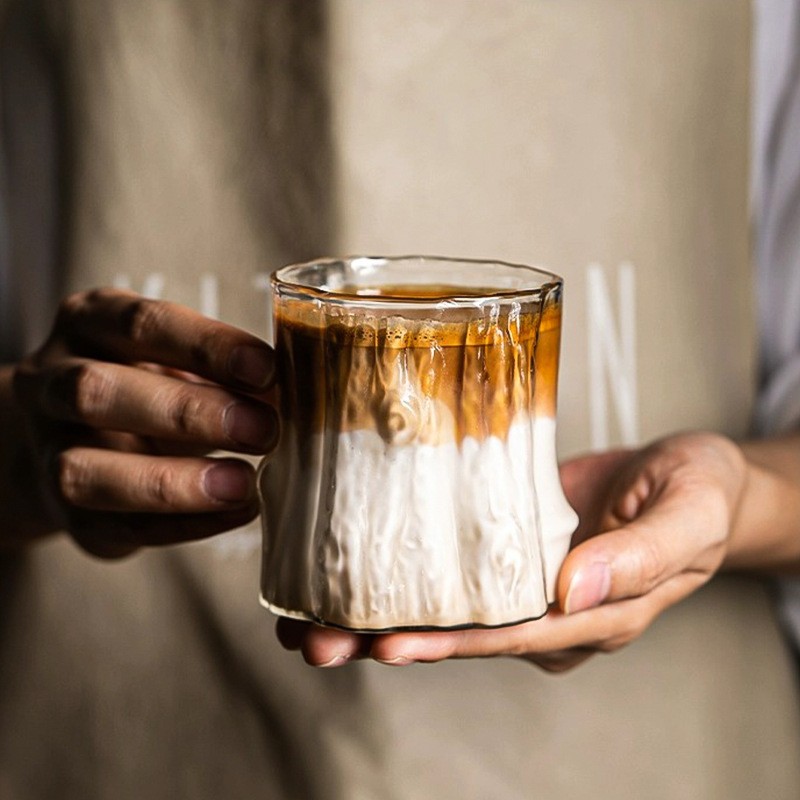 Szklanka 300ml Falowana, wzór drewna 1 szt do kawy, drinków, whiskey SZK208 - obrazek 4