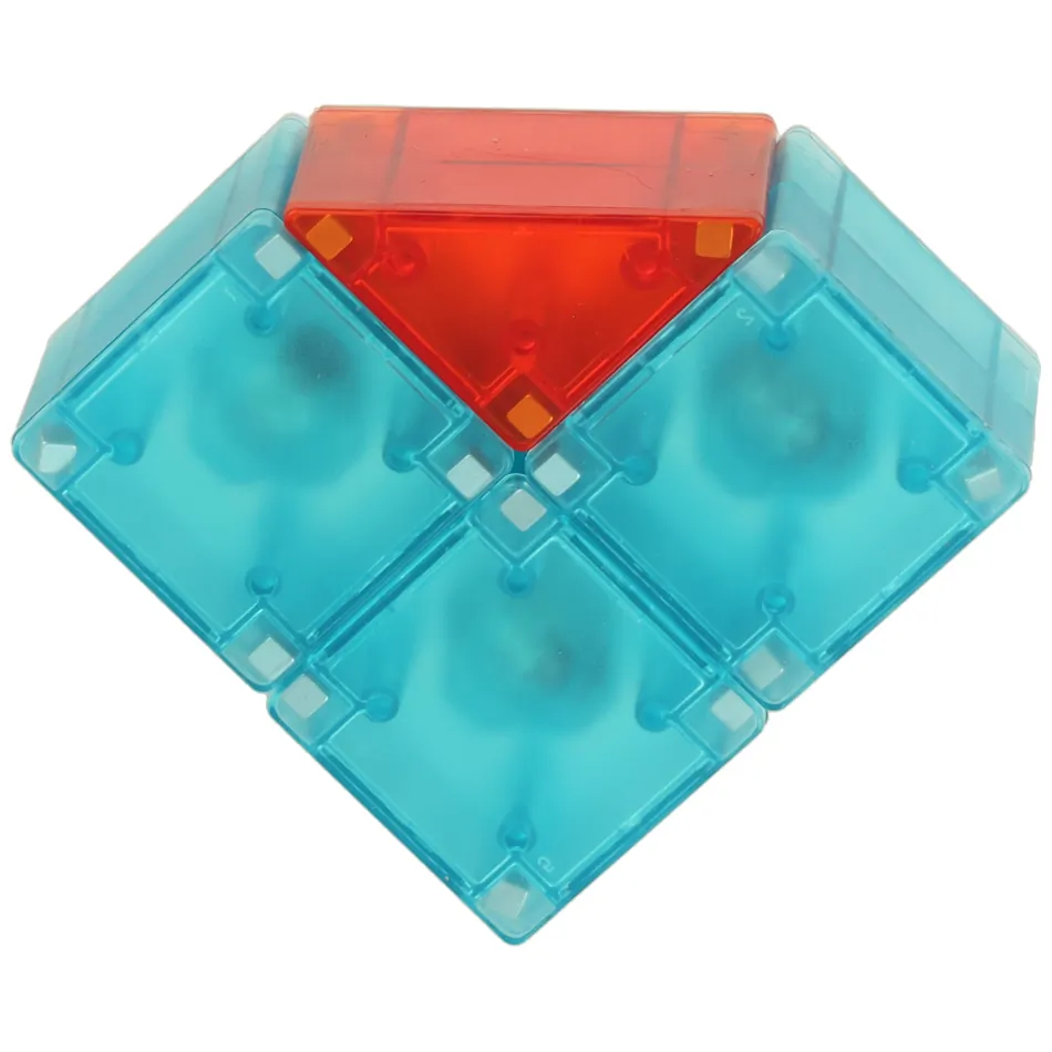 Świecące klocki magnetyczne 32el - konstrukcyjne STEM 3D figury - obrazek 4