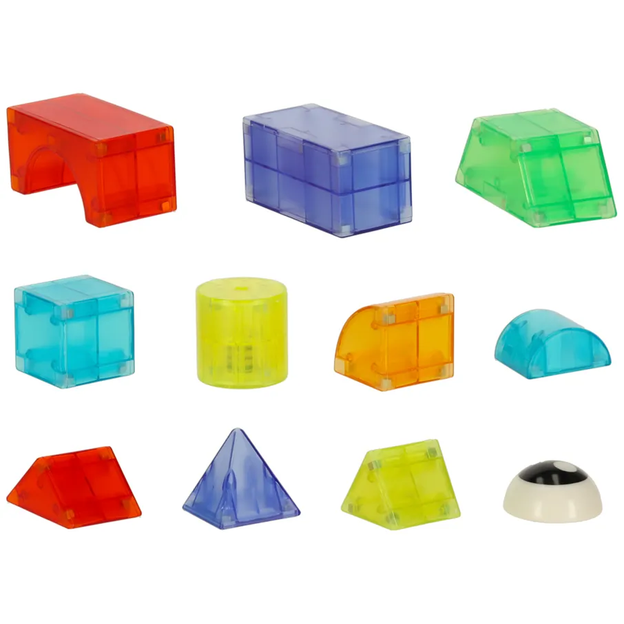 Świecące klocki magnetyczne 32el - konstrukcyjne STEM 3D figury - obrazek 6