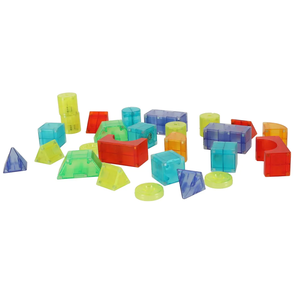 Świecące klocki magnetyczne 32el - konstrukcyjne STEM 3D figury - obrazek 7