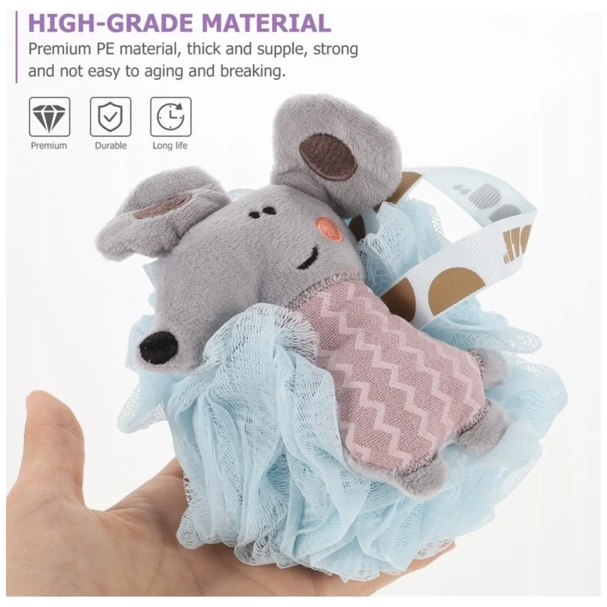 Szczotka gąbka do mycia ciała SWEETY na mokro XL 15cm - obrazek 3