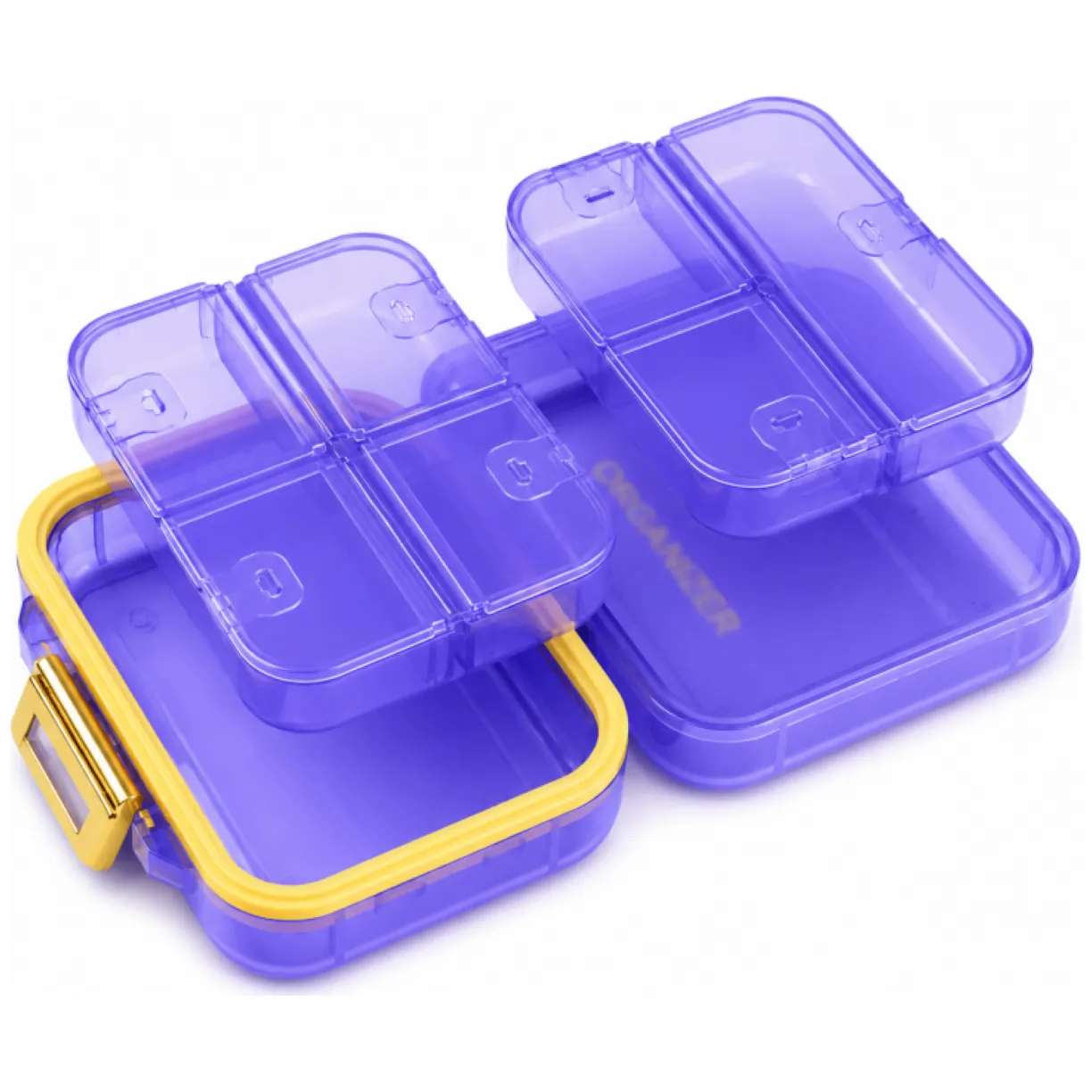 Organizer, kasetka, szkatułka na leki z przegródkami, fioletowa 8x7x3,5cm CB80FIO - obrazek 2