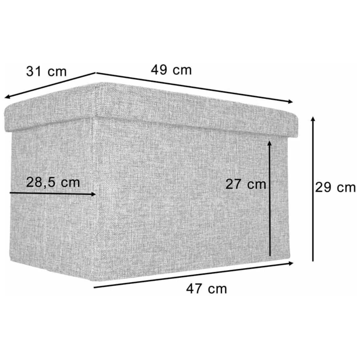 Składana otwierana pufa ze schowkiem szara - siedzisko z pojemnikiem do salonu - obrazek 13