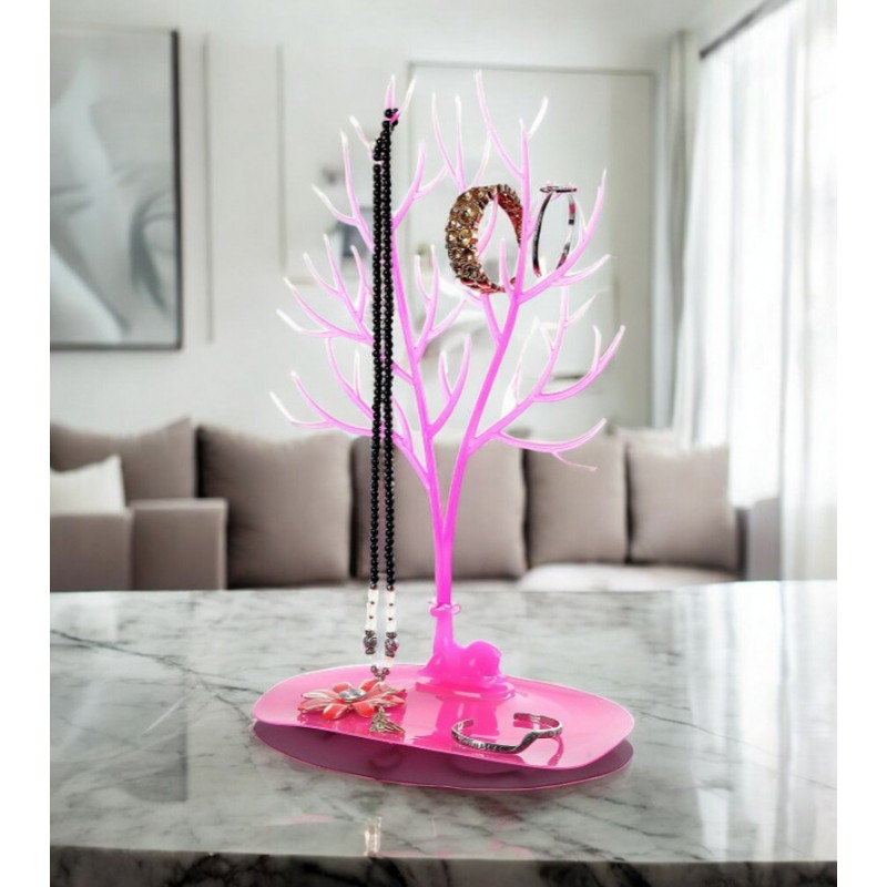 Ekspozytor na biżuterię duży- naszyjnik, pierścionki różowe drzewo E32R - obrazek 3