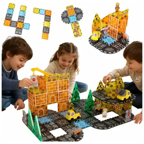 Klocki magnetyczne konstrukcyjne 3D budowa maszyny budowlane 92 elementy