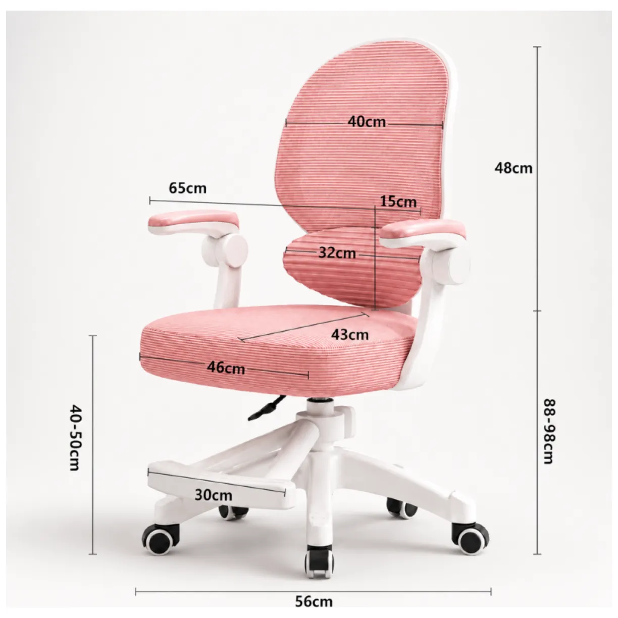 Fotel gamingowy, obrotowy do biurka dziecięcego KIDS LIGHT PINK - obrazek 2