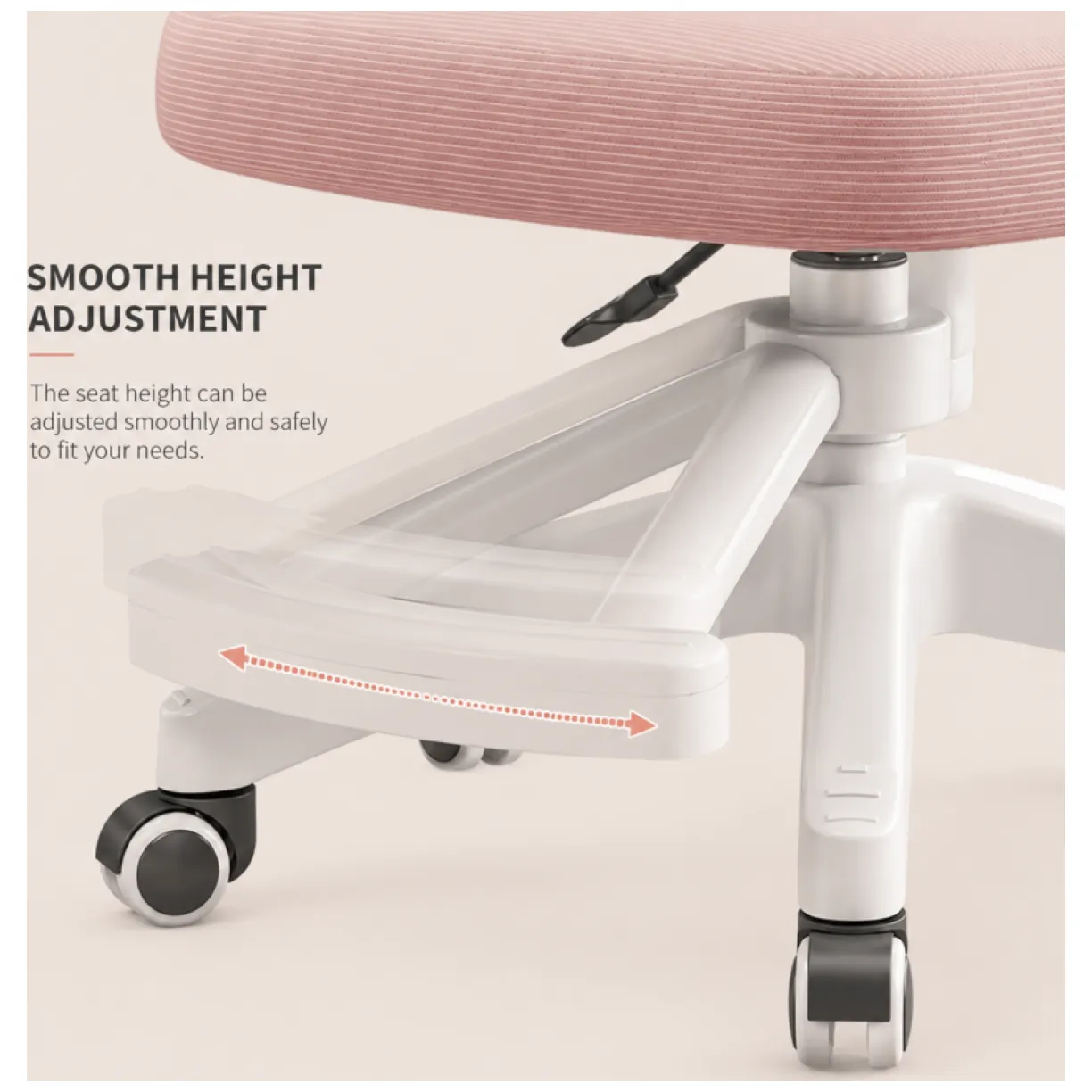 Fotel gamingowy, obrotowy do biurka dziecięcego KIDS LIGHT PINK - obrazek 9