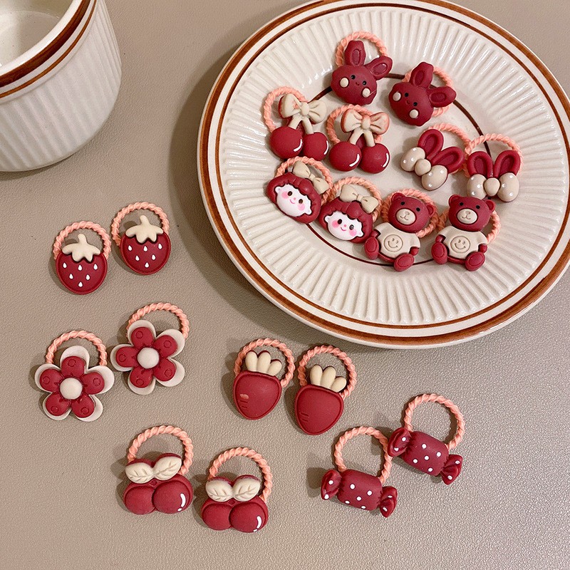 Zestaw frotek gumek do włosów pakiet 10w1 czerwone owoce GUM168 - obrazek 2