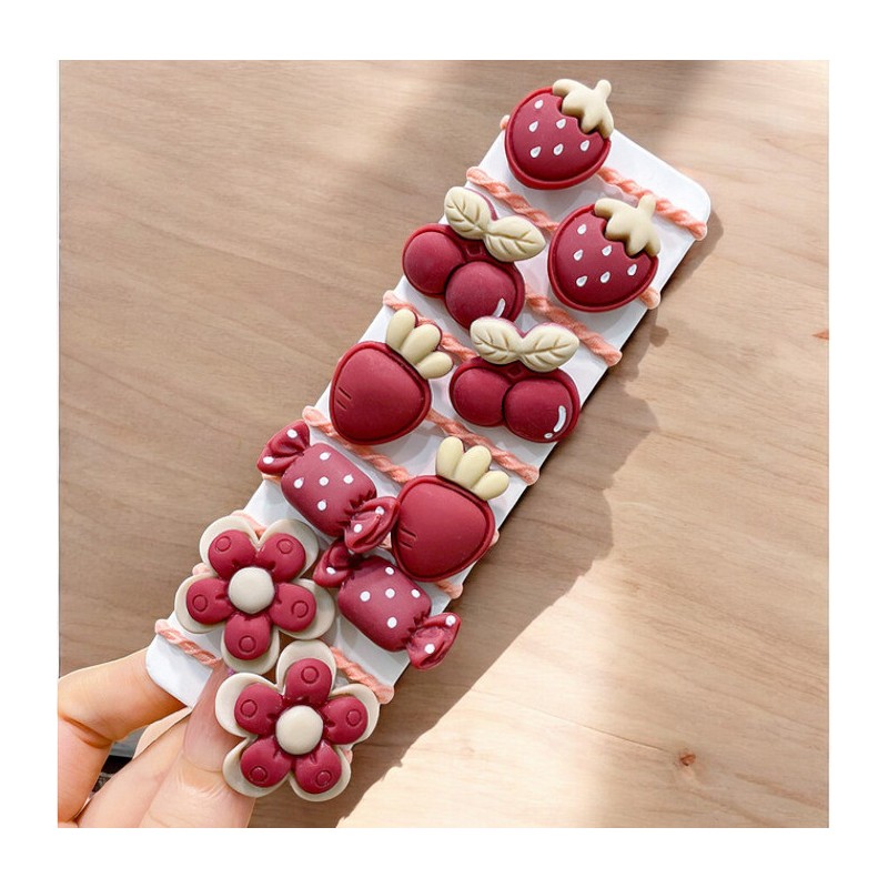 Zestaw frotek gumek do włosów pakiet 10w1 czerwone owoce GUM168 - obrazek 4