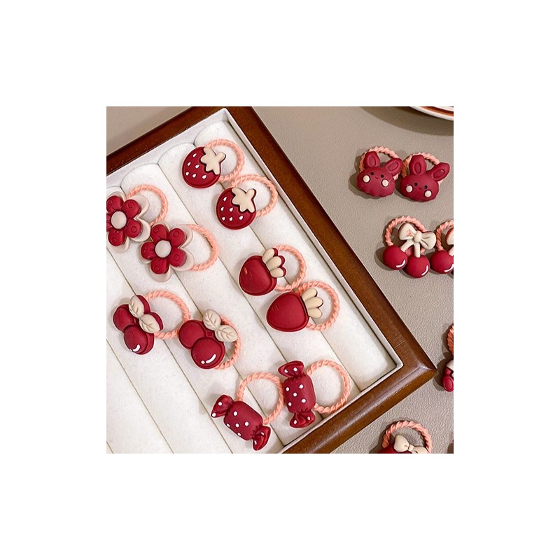 Zestaw frotek gumek do włosów pakiet 10w1 czerwone owoce GUM168 - obrazek 5