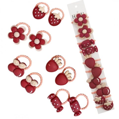 Zestaw frotek gumek do włosów pakiet 10w1 czerwone owoce GUM168